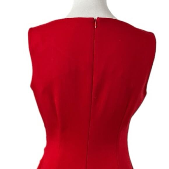 Calvin Klein Sheath Dress Sunburst Ruched Sleeveless Red Crimson Women’s Size 8 - Picture 11 of 15
